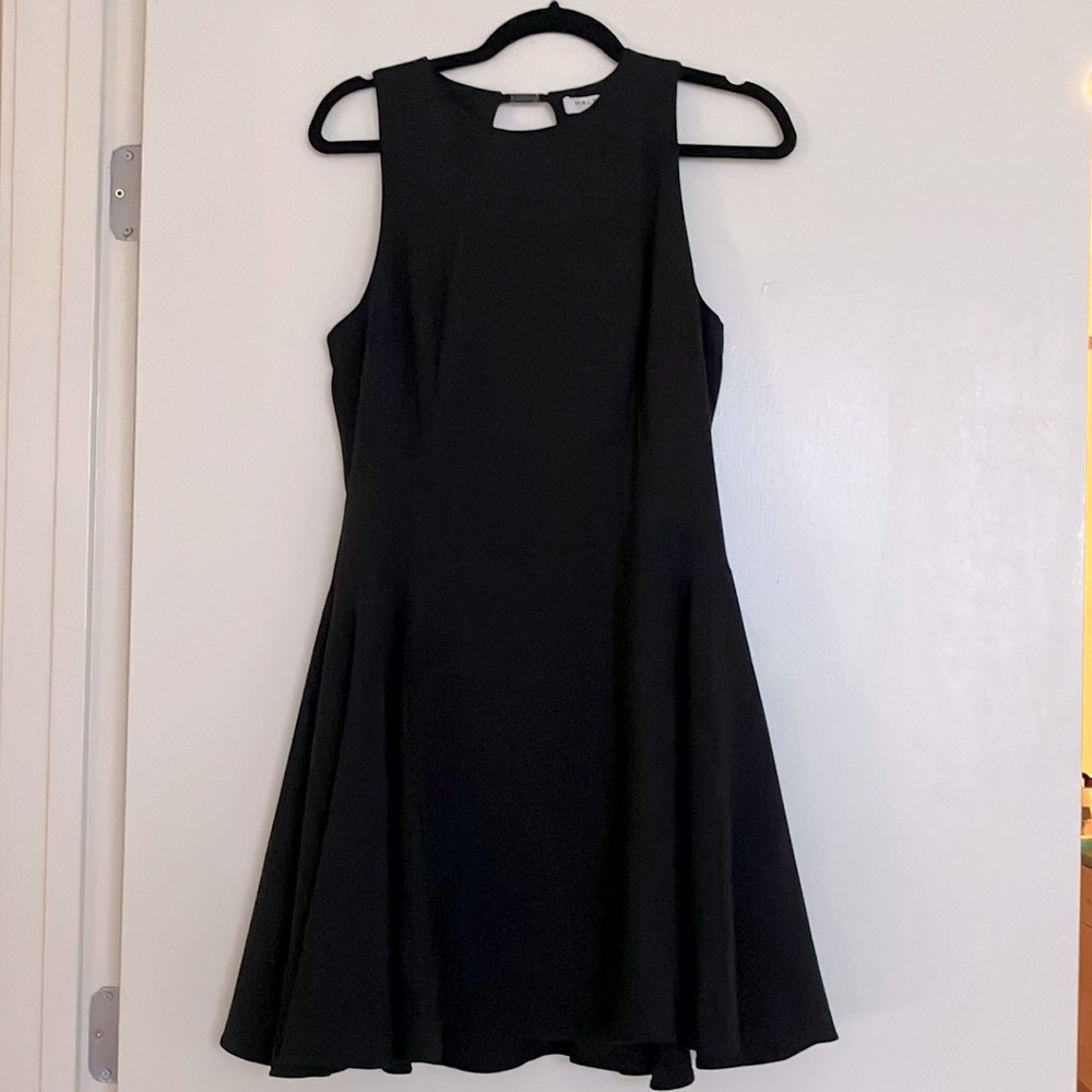 Halston Heritage Black A-line Dress with Cutout Back Detail